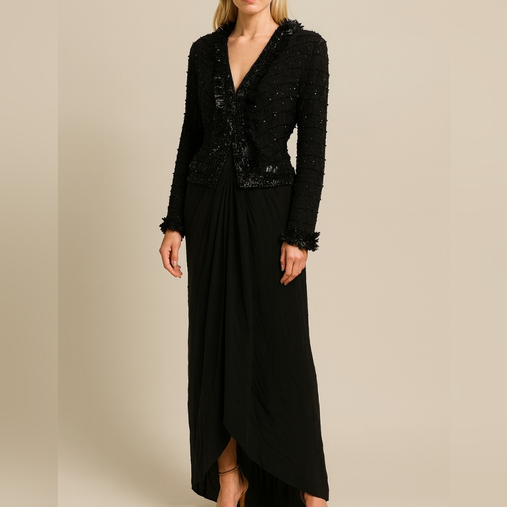 Runway Black Beaded Blazer Dress